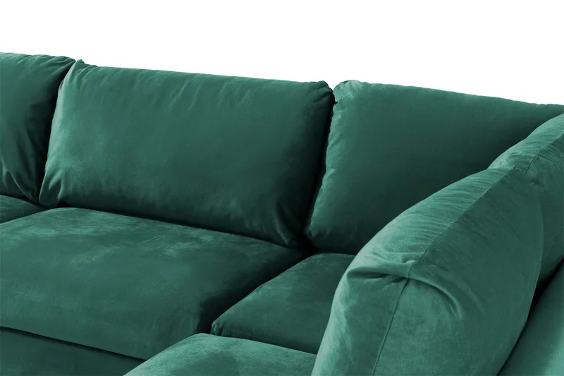 Trend 4-seters Høyrevendt L-formet Sjeselongsofa i Fløyel - Grønn - Møbler - Sofaer - Sofaer med sjeselong - 4 seters sofa med divan