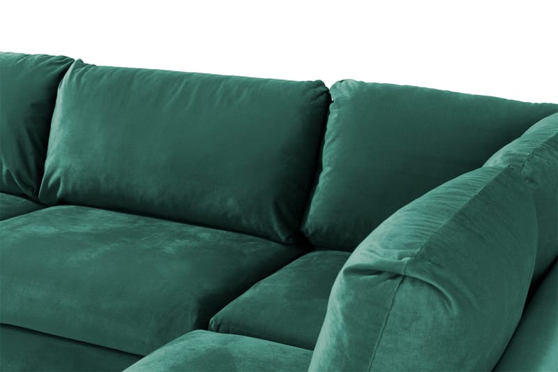 Trend 4-seters Høyrevendt L-formet Sjeselongsofa i Fløyel - Grønn - Møbler - Sofaer - Sofaer med sjeselong - 4 seters sofa med divan