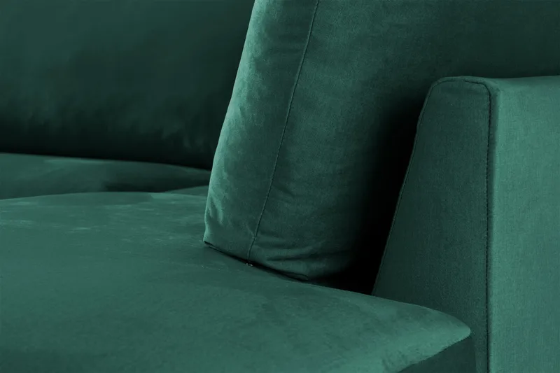Trend 4-seters Høyrevendt L-formet Sjeselongsofa i Fløyel - Grønn - Møbler - Sofaer - Sofaer med sjeselong - 4 seters sofa med divan