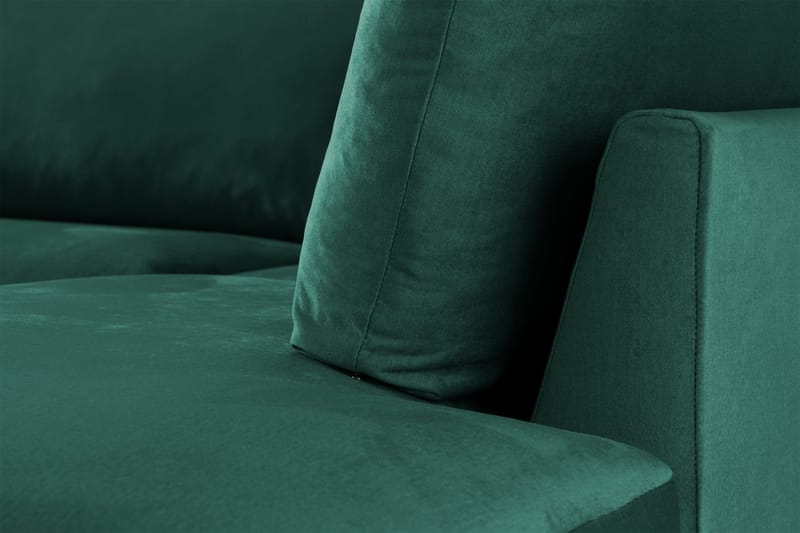Trend 4-seters Høyrevendt L-formet Sjeselongsofa i Fløyel - Grønn - Møbler - Sofaer - Sofaer med sjeselong - 4 seters sofa med divan