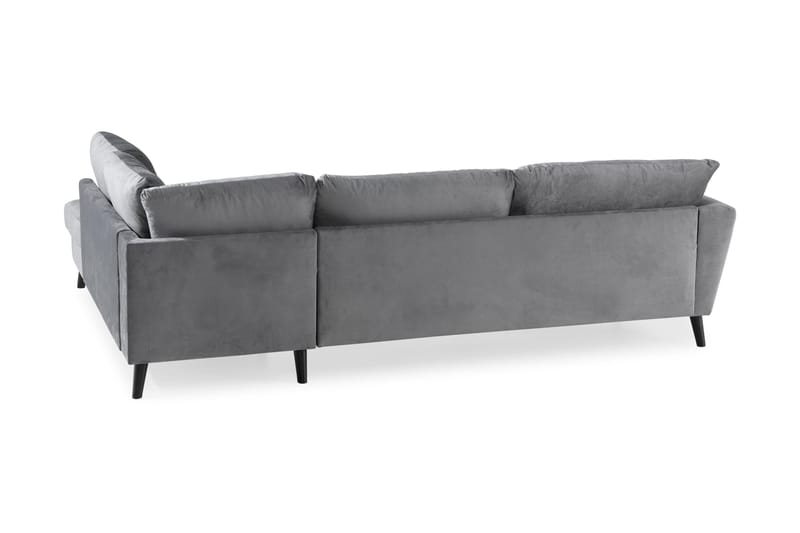 Trend 4-seters Høyrevendt L-formet Sjeselongsofa i Fløyel - Lys grå - Møbler - Sofaer - Sofaer med sjeselong - 4 seters sofa med divan