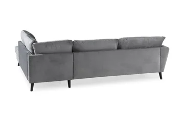 Trend 4-seters Høyrevendt L-formet Sjeselongsofa i Fløyel - Lys grå - Møbler - Sofaer - Sofaer med sjeselong - 4 seters sofa med divan