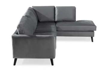 Trend 4-seters Høyrevendt L-formet Sjeselongsofa i Fløyel - Lys grå - Møbler - Sofaer - Sofaer med sjeselong - 4 seters sofa med divan