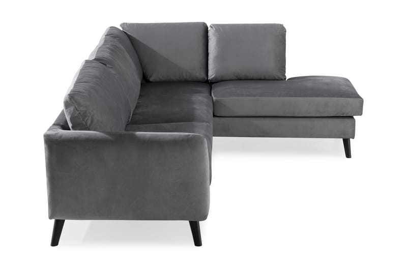 Trend 4-seters Høyrevendt L-formet Sjeselongsofa i Fløyel - Lys grå - Møbler - Sofaer - Sofaer med sjeselong - 4 seters sofa med divan