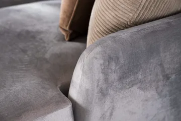 Trend 4-seters Høyrevendt L-formet Sjeselongsofa i Fløyel - Lys grå - Møbler - Sofaer - Sofaer med sjeselong - 4 seters sofa med divan