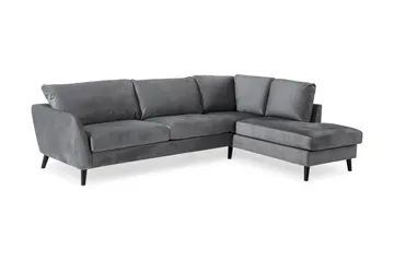 Trend 4-seters Høyrevendt L-formet Sjeselongsofa i Fløyel - Lys grå - Møbler - Sofaer - Sofaer med sjeselong - 4 seters sofa med divan