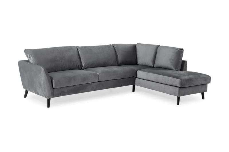 Trend 4-seters Høyrevendt L-formet Sjeselongsofa i Fløyel - Lys grå - Møbler - Sofaer - Sofaer med sjeselong - 4 seters sofa med divan