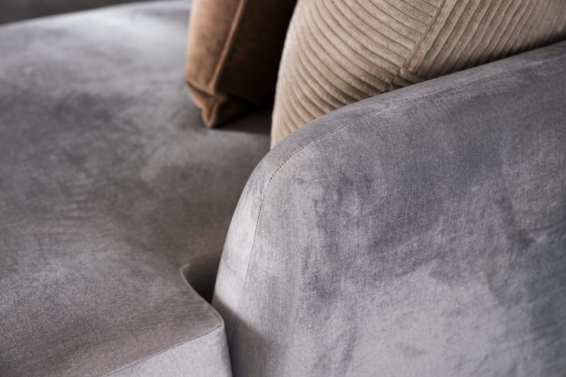 Trend 4-seters Høyrevendt L-formet Sjeselongsofa i Fløyel - Lysegrå - Møbler - Sofaer - Sofaer med sjeselong - 4 seters sofa med divan