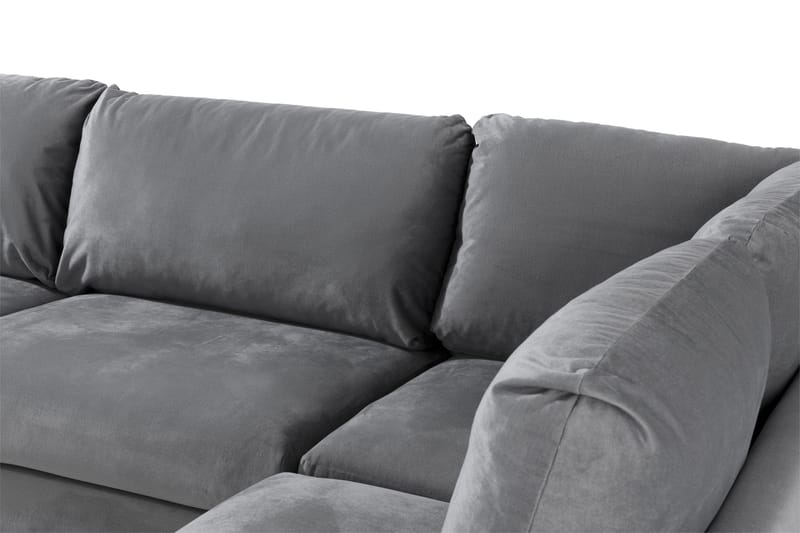 Trend 4-seters Høyrevendt L-formet Sjeselongsofa i Fløyel - Lysegrå - Møbler - Sofaer - Sofaer med sjeselong - 4 seters sofa med divan