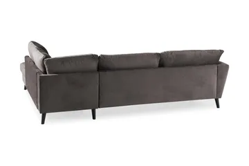 Trend 4-seters Høyrevendt L-formet Sjeselongsofa i Fløyel - Mørk grå - Møbler - Sofaer - Sofaer med sjeselong - 4 seters sofa med divan