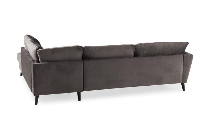 Trend 4-seters Høyrevendt L-formet Sjeselongsofa i Fløyel - Mørk grå - Møbler - Sofaer - Sofaer med sjeselong - 4 seters sofa med divan