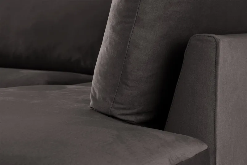 Trend 4-seters Høyrevendt L-formet Sjeselongsofa i Fløyel - Mørk grå - Møbler - Sofaer - Sofaer med sjeselong - 4 seters sofa med divan