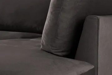 Trend 4-seters Høyrevendt L-formet Sjeselongsofa i Fløyel - Mørk grå - Møbler - Sofaer - Sofaer med sjeselong - 4 seters sofa med divan