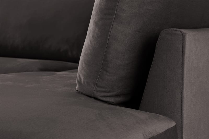 Trend 4-seters Høyrevendt L-formet Sjeselongsofa i Fløyel - Mørk grå - Møbler - Sofaer - Sofaer med sjeselong - 4 seters sofa med divan