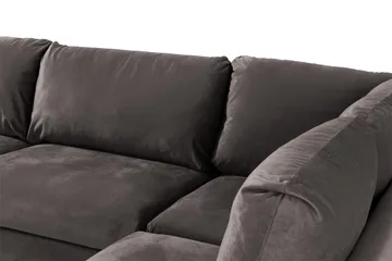 Trend 4-seters Høyrevendt L-formet Sjeselongsofa i Fløyel - Mørkegrå - Møbler - Sofaer - Sofaer med sjeselong - 4 seters sofa med divan