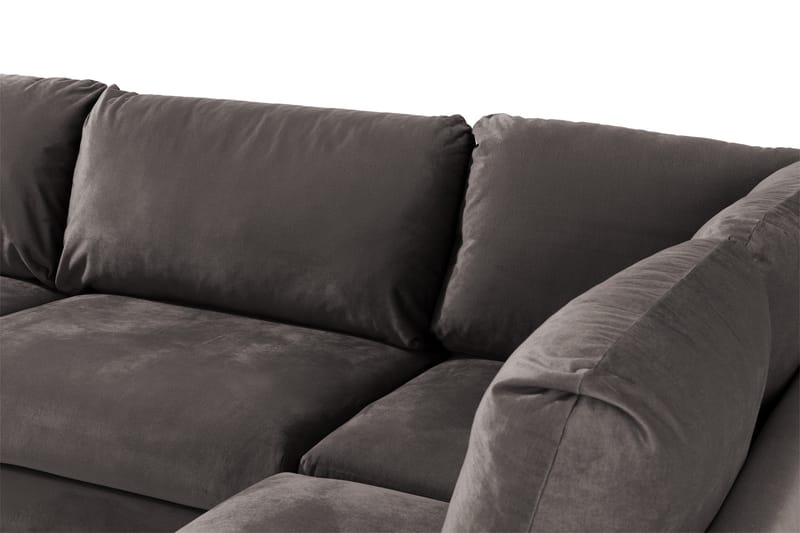 Trend 4-seters Høyrevendt L-formet Sjeselongsofa i Fløyel - Mørkegrå - Møbler - Sofaer - Sofaer med sjeselong - 4 seters sofa med divan