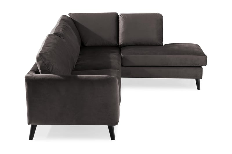 Trend 4-seters Høyrevendt L-formet Sjeselongsofa i Fløyel - Mørkegrå - Møbler - Sofaer - Sofaer med sjeselong - 4 seters sofa med divan