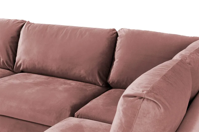 Trend 4-seters Høyrevendt L-formet Sjeselongsofa i Fløyel - Rosa - Møbler - Sofaer - Sofaer med sjeselong - 4 seters sofa med divan