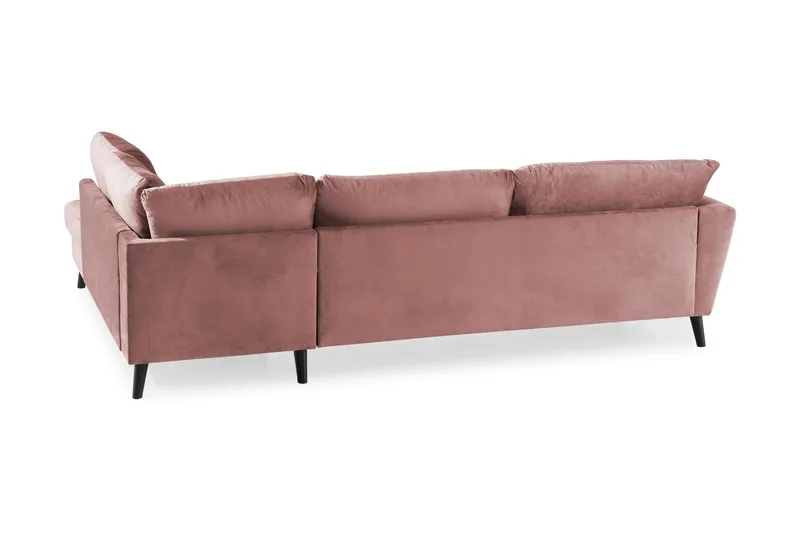 Trend 4-seters Høyrevendt L-formet Sjeselongsofa i Fløyel - Rosa - Møbler - Sofaer - Sofaer med sjeselong - 4 seters sofa med divan