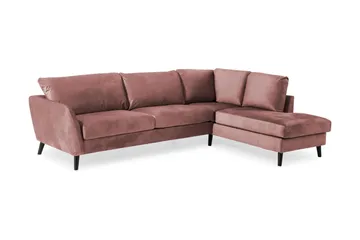 Trend 4-seters Høyrevendt L-formet Sjeselongsofa i Fløyel - Rosa - Møbler - Sofaer - Sofaer med sjeselong - 4 seters sofa med divan