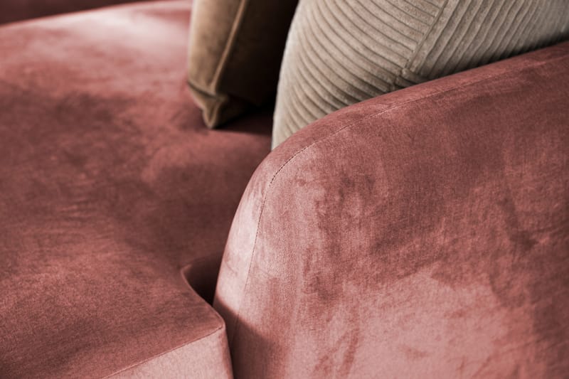 Trend 4-seters Høyrevendt L-formet Sjeselongsofa i Fløyel - Rosa - Møbler - Sofaer - Sofaer med sjeselong - 4 seters sofa med divan