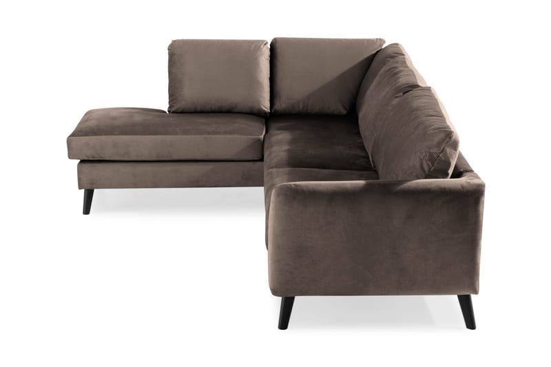 Trend 4-seters Venstrevendt L-formet Sjeselongsofa i Fløyel - Brun - Møbler - Sofaer - Sofaer med sjeselong - 4 seters sofa med divan