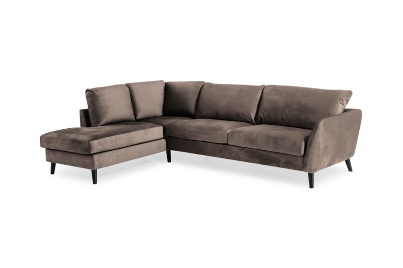Trend 4-seters Venstrevendt L-formet Sjeselongsofa i Fløyel - Brun - Møbler - Sofaer - Sofaer med sjeselong - 4 seters sofa med divan