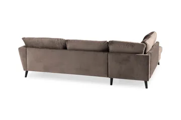 Trend 4-seters Venstrevendt L-formet Sjeselongsofa i Fløyel - Brun - Møbler - Sofaer - Sofaer med sjeselong - 4 seters sofa med divan