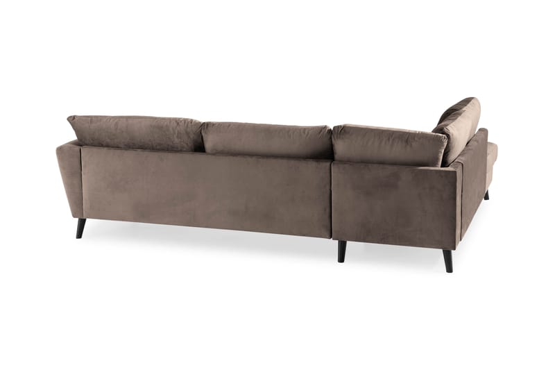 Trend 4-seters Venstrevendt L-formet Sjeselongsofa i Fløyel - Brun - Møbler - Sofaer - Sofaer med sjeselong - 4 seters sofa med divan