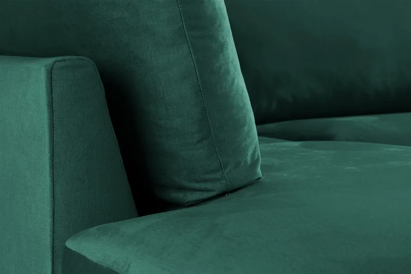 Trend 4-seters Venstrevendt L-formet Sjeselongsofa i Fløyel - Grønn - Møbler - Sofaer - Sofaer med sjeselong - 4 seters sofa med divan