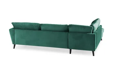 Trend 4-seters Venstrevendt L-formet Sjeselongsofa i Fløyel - Grønn - Møbler - Sofaer - Sofaer med sjeselong - 4 seters sofa med divan
