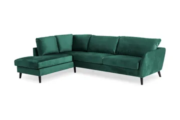 Trend 4-seters Venstrevendt L-formet Sjeselongsofa i Fløyel - Grønn - Møbler - Sofaer - Sofaer med sjeselong - 4 seters sofa med divan