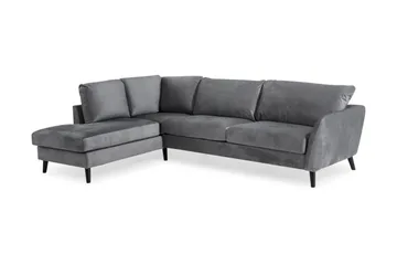 Trend 4-seters Venstrevendt L-formet Sjeselongsofa i Fløyel - Lys grå - Møbler - Sofaer - Sofaer med sjeselong - 4 seters sofa med divan