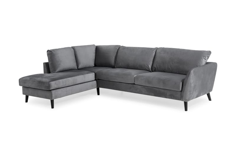 Trend 4-seters Venstrevendt L-formet Sjeselongsofa i Fløyel - Lys grå - Møbler - Sofaer - Sofaer med sjeselong - 4 seters sofa med divan