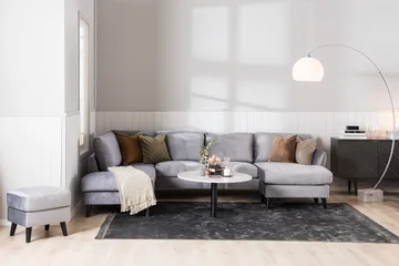 Trend 4-seters Venstrevendt L-formet Sjeselongsofa i Fløyel - Lys grå - Møbler - Sofaer - Sofaer med sjeselong - 4 seters sofa med divan