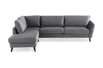 Trend 4-seters Venstrevendt L-formet Sjeselongsofa i Fløyel - Lys grå - Møbler - Sofaer - Sofaer med sjeselong - 4 seters sofa med divan