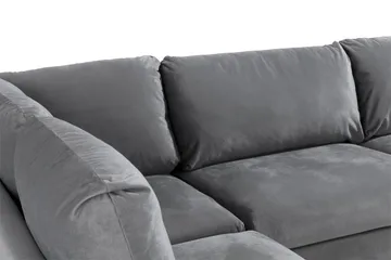 Trend 4-seters Venstrevendt L-formet Sjeselongsofa i Fløyel - Lysegrå - Møbler - Sofaer - Sofaer med sjeselong - 4 seters sofa med divan