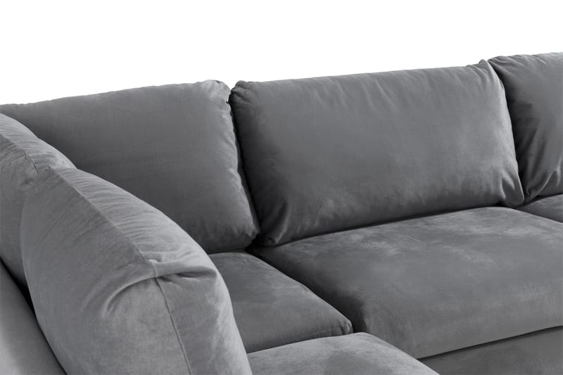 Trend 4-seters Venstrevendt L-formet Sjeselongsofa i Fløyel - Lysegrå - Møbler - Sofaer - Sofaer med sjeselong - 4 seters sofa med divan