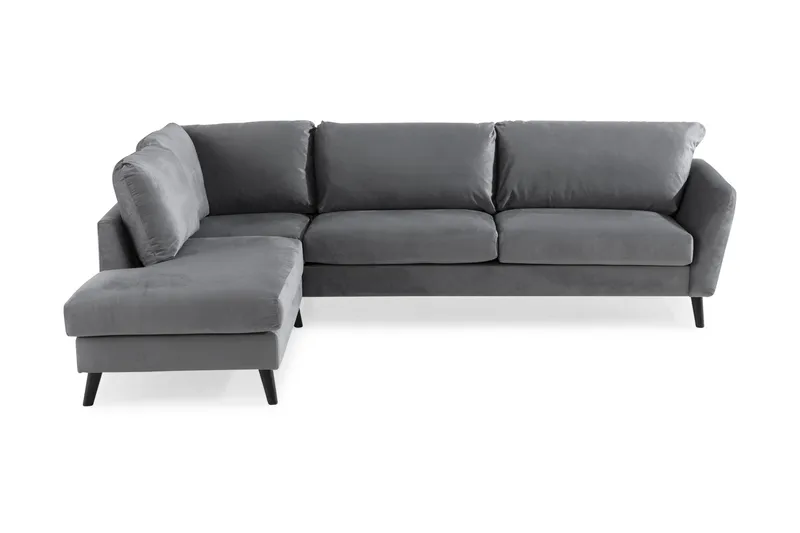 Trend 4-seters Venstrevendt L-formet Sjeselongsofa i Fløyel - Lysegrå - Møbler - Sofaer - Sofaer med sjeselong - 4 seters sofa med divan