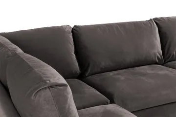 Trend 4-seters Venstrevendt L-formet Sjeselongsofa i Fløyel - Mørk grå - Møbler - Sofaer - Sofaer med sjeselong - 4 seters sofa med divan