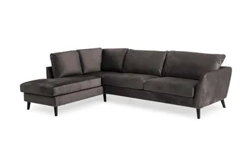 Trend 4-seters Venstrevendt L-formet Sjeselongsofa i Fløyel - Mørk grå - Møbler - Sofaer - Sofaer med sjeselong - 4 seters sofa med divan