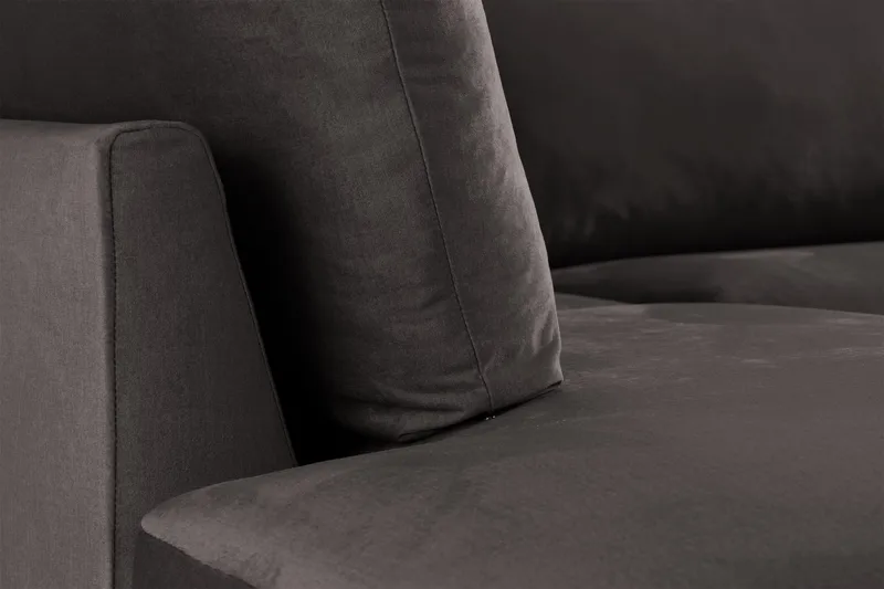 Trend 4-seters Venstrevendt L-formet Sjeselongsofa i Fløyel - Mørk grå - Møbler - Sofaer - Sofaer med sjeselong - 4 seters sofa med divan