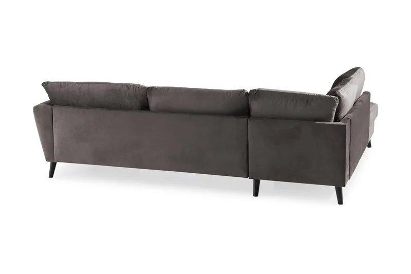 Trend 4-seters Venstrevendt L-formet Sjeselongsofa i Fløyel - Mørk grå - Møbler - Sofaer - Sofaer med sjeselong - 4 seters sofa med divan
