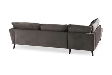 Trend 4-seters Venstrevendt L-formet Sjeselongsofa i Fløyel - Mørk grå - Møbler - Sofaer - Sofaer med sjeselong - 4 seters sofa med divan