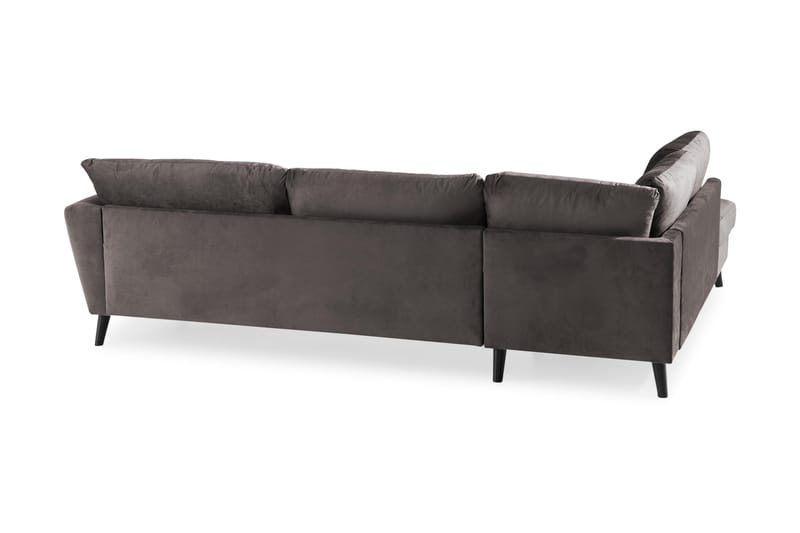 Trend 4-seters Venstrevendt L-formet Sjeselongsofa i Fløyel - Mørk grå - Møbler - Sofaer - Sofaer med sjeselong - 4 seters sofa med divan