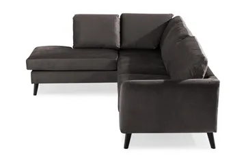 Trend 4-seters Venstrevendt L-formet Sjeselongsofa i Fløyel - Mørkegrå - Møbler - Sofaer - Sofaer med sjeselong - 4 seters sofa med divan
