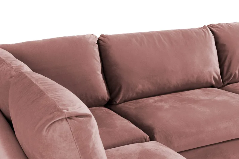Trend 4-seters Venstrevendt L-formet Sjeselongsofa i Fløyel - Rosa - Møbler - Sofaer - Sofaer med sjeselong - 4 seters sofa med divan