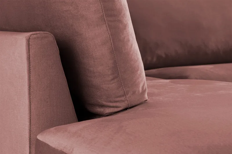 Trend 4-seters Venstrevendt L-formet Sjeselongsofa i Fløyel - Rosa - Møbler - Sofaer - Sofaer med sjeselong - 4 seters sofa med divan