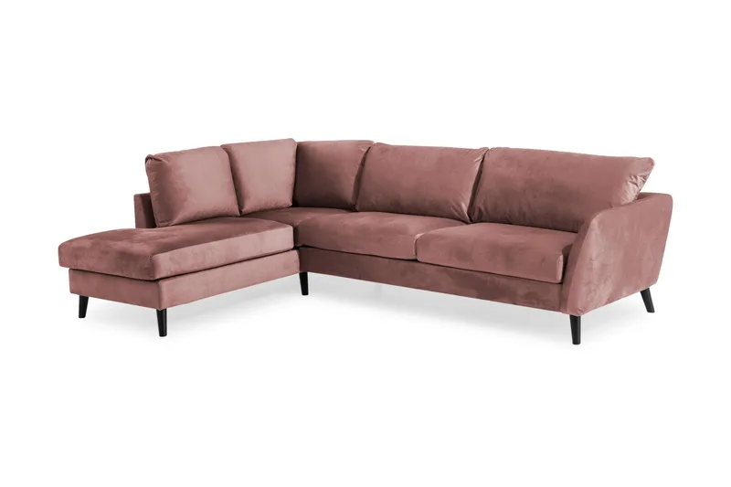 Trend 4-seters Venstrevendt L-formet Sjeselongsofa i Fløyel - Rosa - Møbler - Sofaer - Sofaer med sjeselong - 4 seters sofa med divan