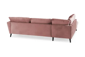 Trend 4-seters Venstrevendt L-formet Sjeselongsofa i Fløyel - Rosa - Møbler - Sofaer - Sofaer med sjeselong - 4 seters sofa med divan